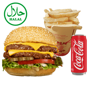 17 -Double Cheeseburger Mit  Pommes und  Coca-Cola