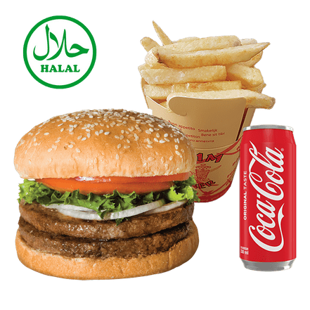 17 - Double Hamburger Mit Pommes Und Coca-Cola