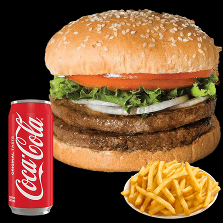 27 - Menu-Double Hamburger Mit Pommes und Coca-Cola